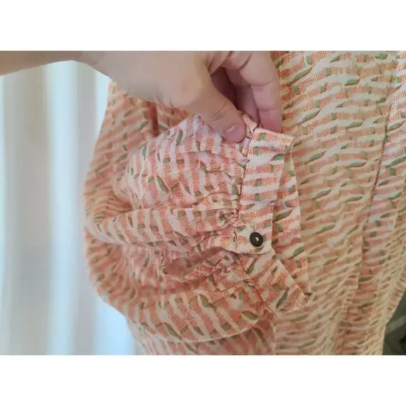 Anthropologie Maeve Womens Orange Multi Lena Yarn Dyed Oversized Tunic Top Large - Picture 7 of 11